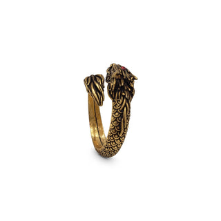 Dragon Ring - Antiqued Gold Finish - Adjustable