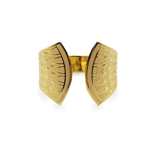 Wide Lotus Bangle Gold Plated Brass - Adjustable