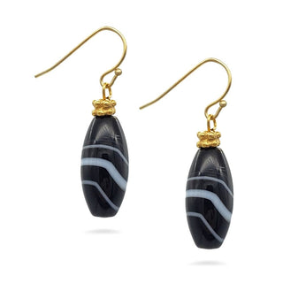 Black Banded Agate Earrings