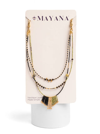 Handwoven Miyuki and Gem Fringe Layering Necklace (Blush)