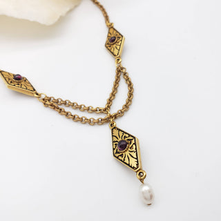 Medieval Garnet Choker Necklace - 16.5"