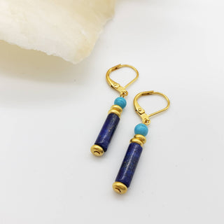 Egyptian Lapis and Turquoise Earrings