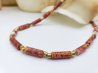 Agate Beaded Necklace - Orange Colorful