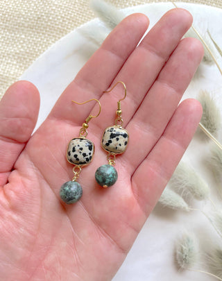 The Misty Earring - Small Beaded Gemstone Drop Earrings