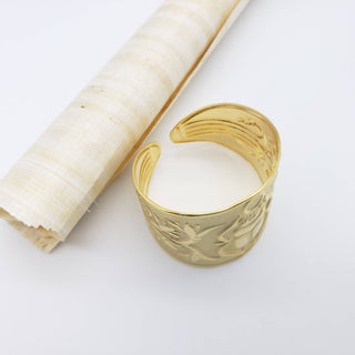 Wide Scarab Bangle Gold Plated Brass - Adjustable
