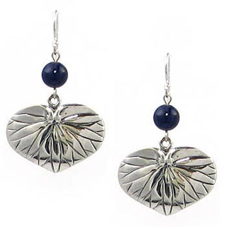 Aoi Leaf Earrings - Sterling Silver with Lapis