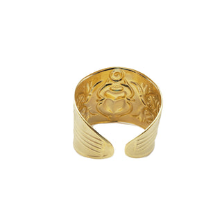 Wide Scarab Bangle Gold Plated Brass - Adjustable