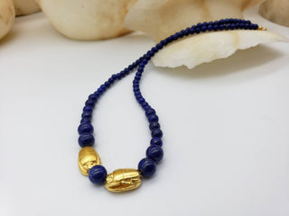 Graduated Lapis Scarab Necklace - Egyptian Inspired