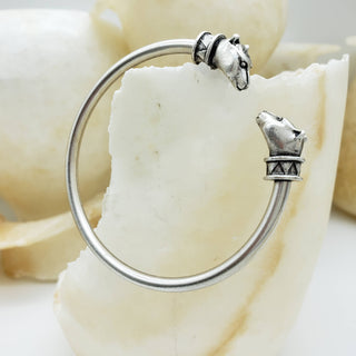 Egyptian Cat Cuff Bracelet - Silver Finish - Bastet Goddess