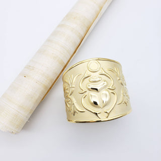 Wide Scarab Bangle Gold Plated Brass - Adjustable