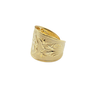 Wide Scarab Bangle Gold Plated Brass - Adjustable