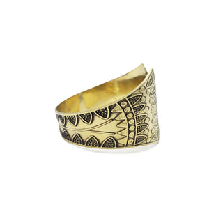 Wide Lotus Bangle Brass - Adjustable