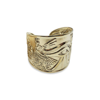 Wide Egyptian Eye Bangle Brass - Adjustable