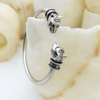 Egyptian Cat Cuff Bracelet - Silver Finish - Bastet Goddess