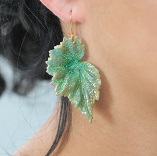 Begonia Leaf Earrings Verdigris Patina