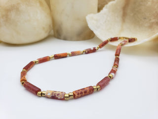 Agate Beaded Necklace - Orange Colorful