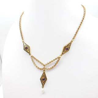 Medieval Garnet Choker Necklace - 16.5"
