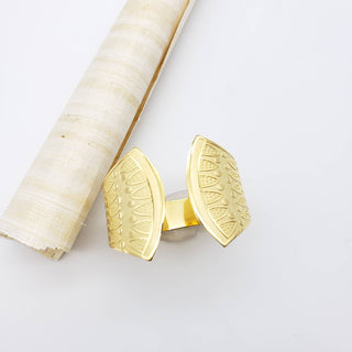 Wide Lotus Bangle Gold Plated Brass - Adjustable