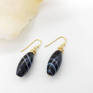 Black Banded Agate Earrings