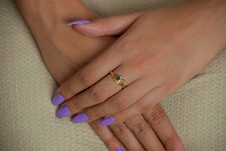 Eye of Horus Ring with lapis, antiqued gold - adjustable