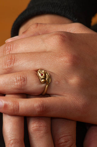 Dragon Ring - Antiqued Gold Finish - Adjustable