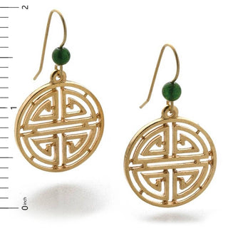 Shou Symbol with Jade Earrings - Ancient Chinese Inspired
