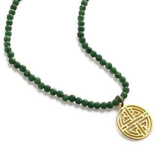 Shou Symbol Necklace with Jade - Ancient Chinese Inspired