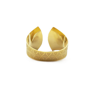 Wide Lotus Bangle Gold Plated Brass - Adjustable