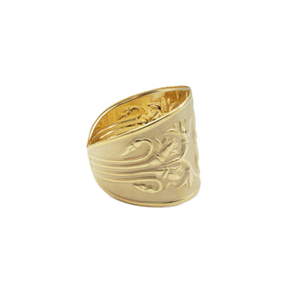 Wide Scarab Bangle Gold Plated Brass - Adjustable