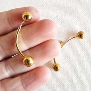 Brass Beads Sphere Beads Arc Earrings