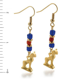 Egyptian Cat with Ancient Beads Earrings - Bastet Goddess
