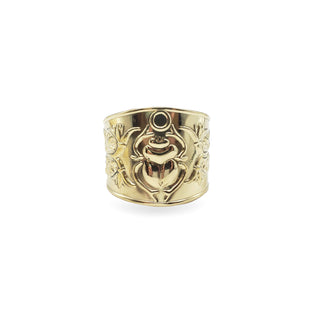 Wide Egyptian Scarab Bangle Brass - Adjustable