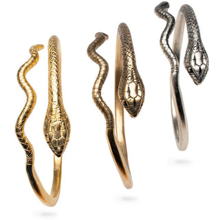 Egyptian Snake Cuff Bracelet - Adjustable: Antique Silver
