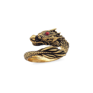 Dragon Ring - Antiqued Gold Finish - Adjustable