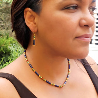 Egyptian Lapis and Turquoise Earrings