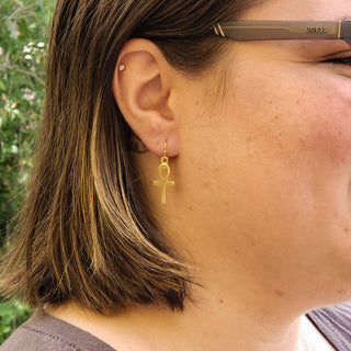 Egyptian Ankh Earrings - Gold Plated
