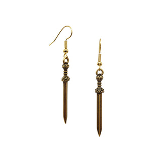 Roman Sword Earrings - Antiqued Gold