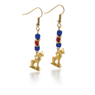 Egyptian Cat with Ancient Beads Earrings - Bastet Goddess