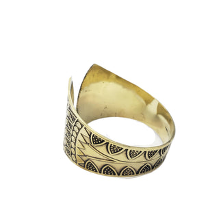 Wide Lotus Bangle Brass - Adjustable