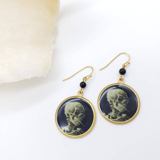 Van Gogh Earrings - Skull with Skeleton