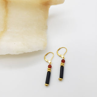 Tigris Earrings - Egyptian Inspired - Black Onyx & Carnelian