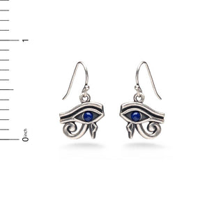 Egyptian Eye of Horus Earrings w/ Lapis, antiqued silver