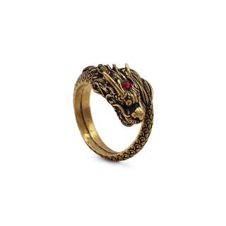 Dragon Ring - Antiqued Gold Finish - Adjustable