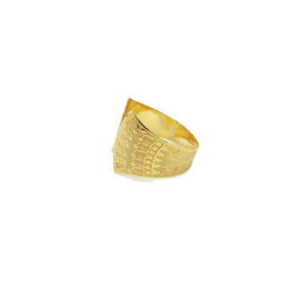 Wide Lotus Bangle Gold Plated Brass - Adjustable
