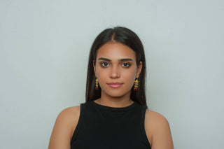 Lotus Triple Drop Gemstone Earrings - Egyptian Inspired