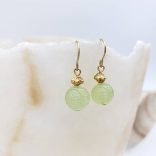 Carved Jade Dangle Earrings
