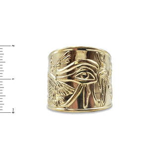 Wide Egyptian Eye Bangle Brass - Adjustable