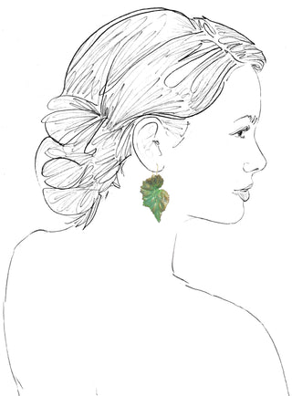 Begonia Leaf Earrings Verdigris Patina