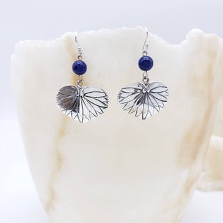 Aoi Leaf Earrings - Sterling Silver with Lapis