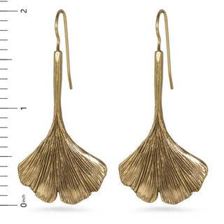 Ginkgo Leaf Earrings - Antique Gold Plated